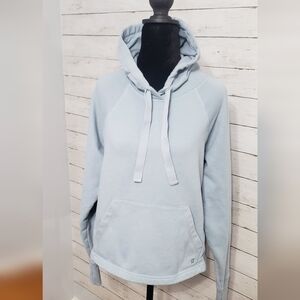 Sweaty Betty Soft Blue Hoodie Sweatshirt Sz 6 Kangaroo Pocket Draw Thumb Holed